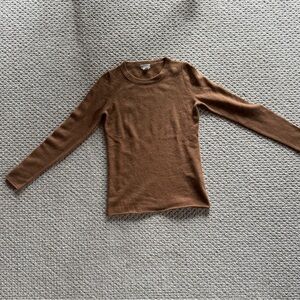 Jcrew 100% cashmere rolled hem sweater in camel size xs